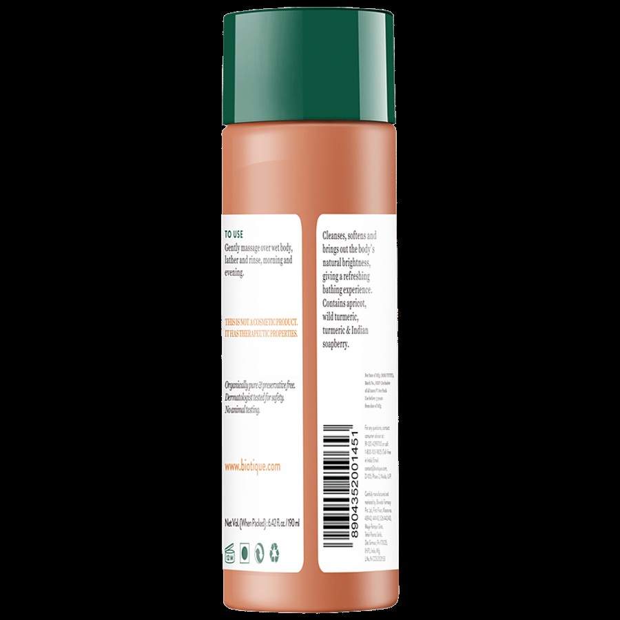 BIOTIQUE Apricot Refreshing Body Wash - 100% Soap Free