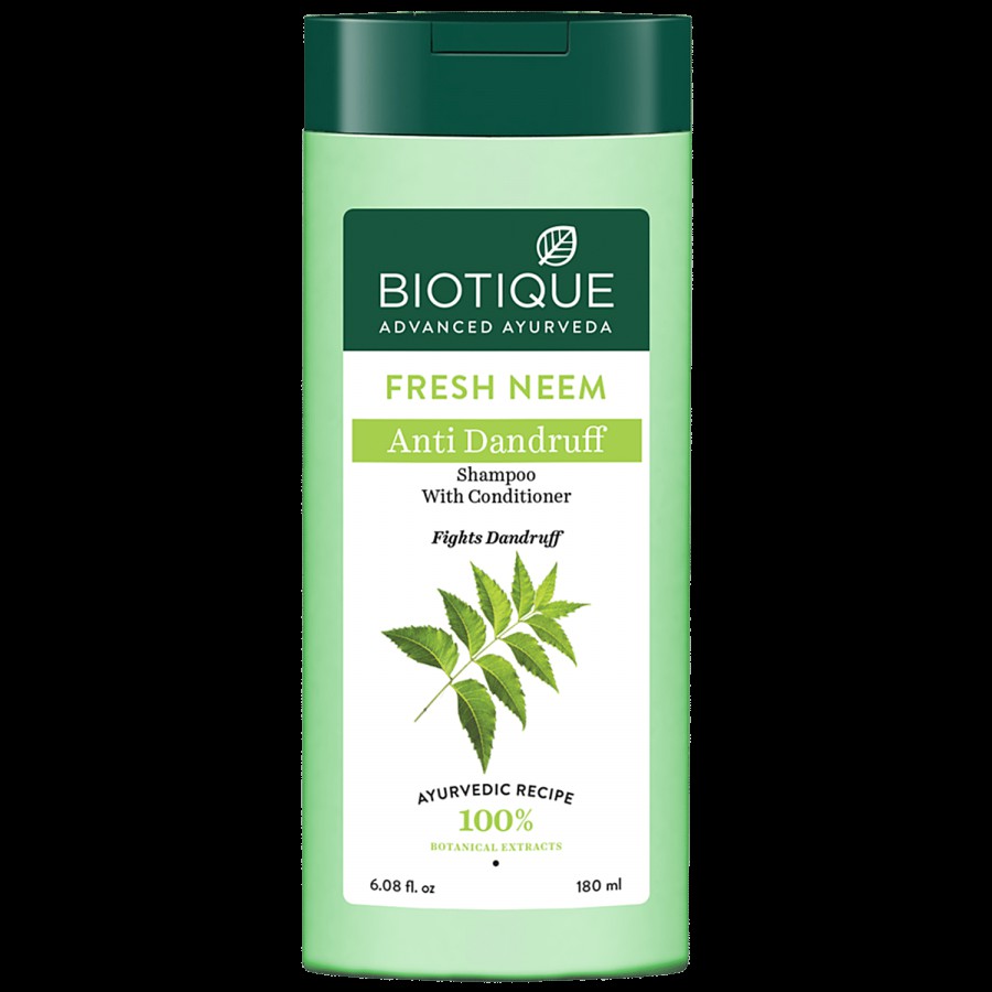 BIOTIQUE Fresh Neem Anti Dandruff Shampoo With Conditioner - Reduces Dryness