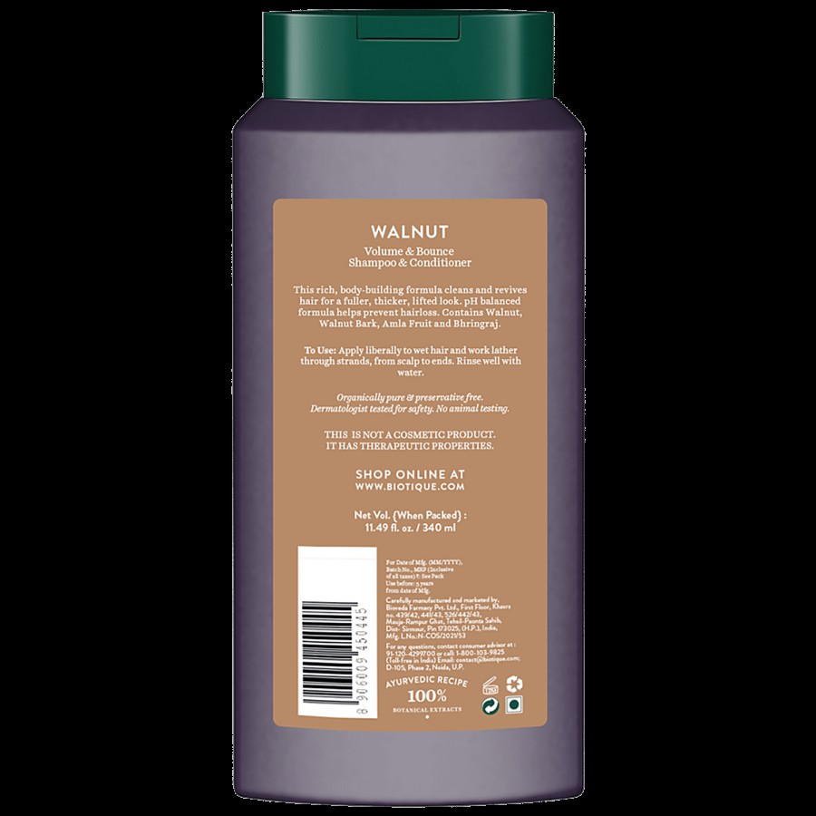 BIOTIQUE Walnut Volume & Bounce Shampoo & Conditioner - For Fine & Thinning Hair