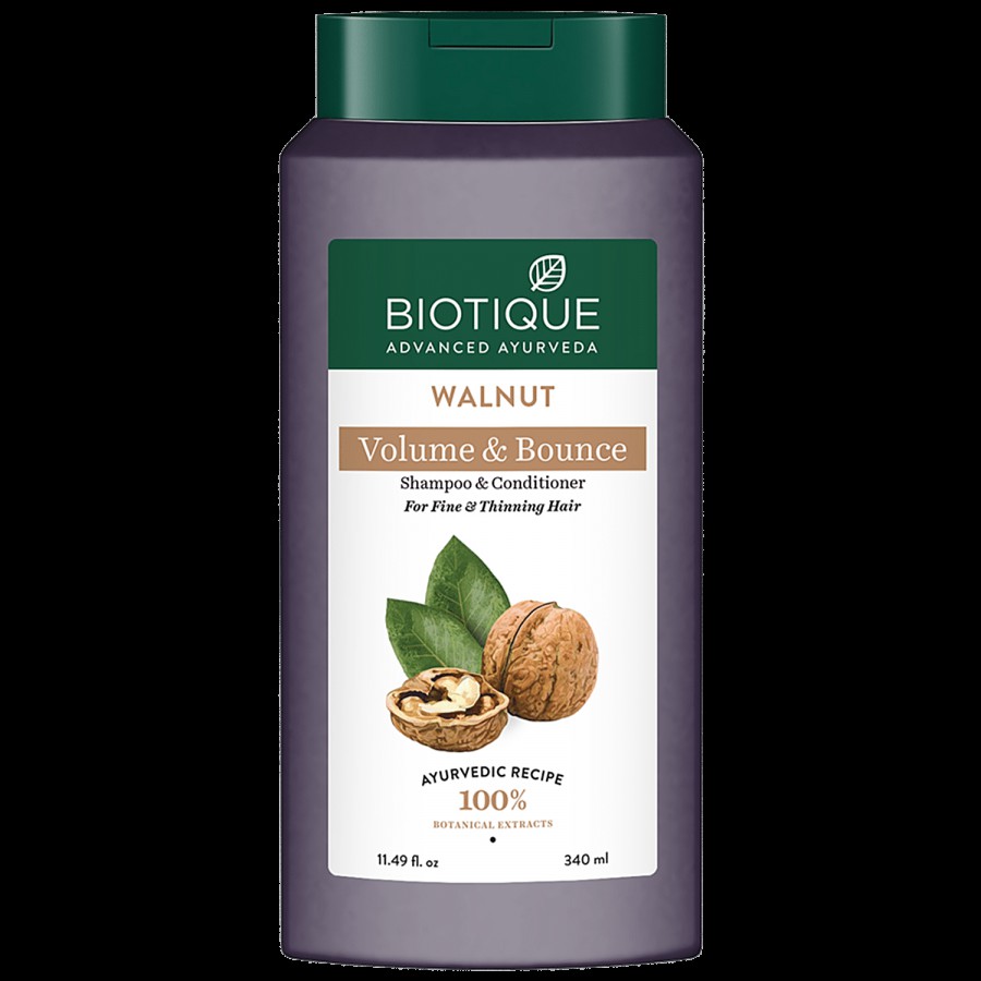 BIOTIQUE Walnut Volume & Bounce Shampoo & Conditioner - For Fine & Thinning Hair