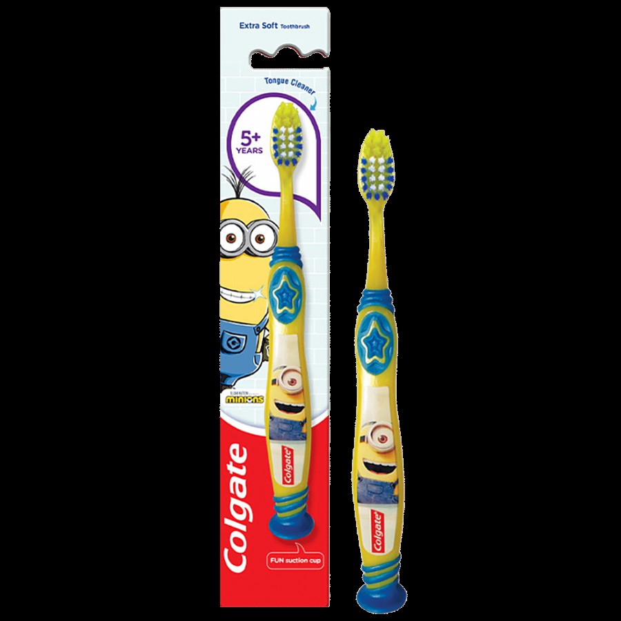 Colgate Kids 5+ Years Minion Toothbrush - Extra Soft Bristles With Tongue Cleaner