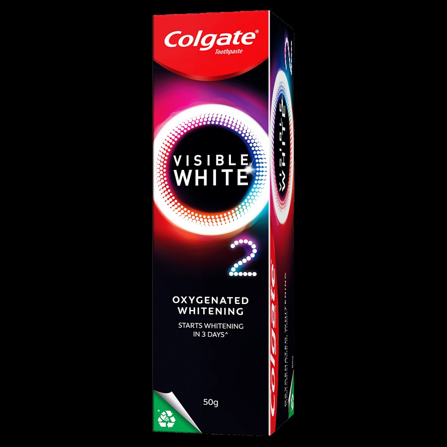 Colgate Visible White O2 Teeth Whitening Toothpaste for noticeably whiter teeth starting in 3 days