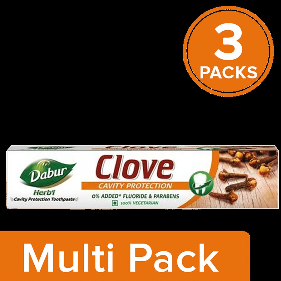 Dabur Herb'l Clove Toothpaste - Cavity Protection