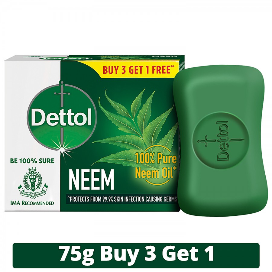 Dettol Neem Bathing Soap Bar - 100% Pure Neem Oil