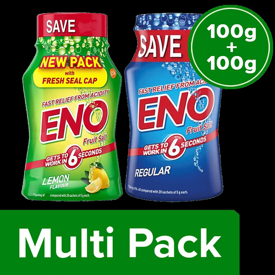 Eno  ENO Lemon Digestive Antacid Jar Pack with Eno Regular Digestive Antacid Jar Pack