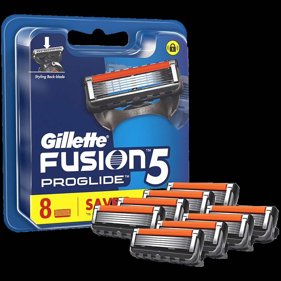 Gillette Fusion Proglide Blades For MenPerfect Shave & Beard ShapePack of 8 Cartridges