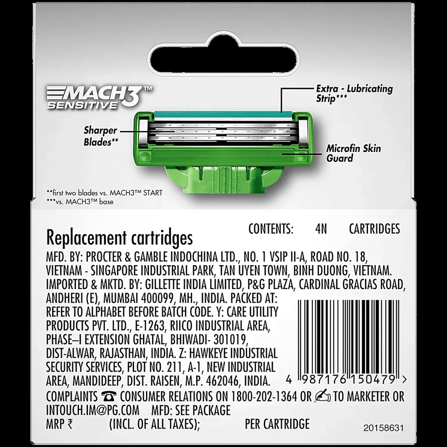 Gillette Mach3 Sensitive Manual Shaving Razor Blades Cartridge