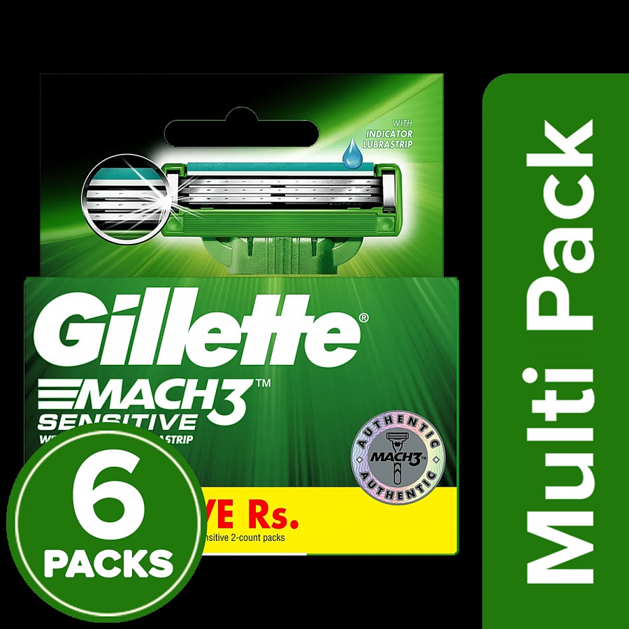 Gillette Mach3 Sensitive Manual Shaving Razor Blades Cartridge