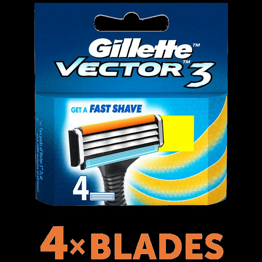 Gillette Vector3 Razor Blades for Men (Pack of 4 Cartridges)