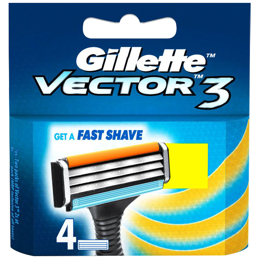 Gillette Vector3 Razor Blades for Men (Pack of 4 Cartridges)