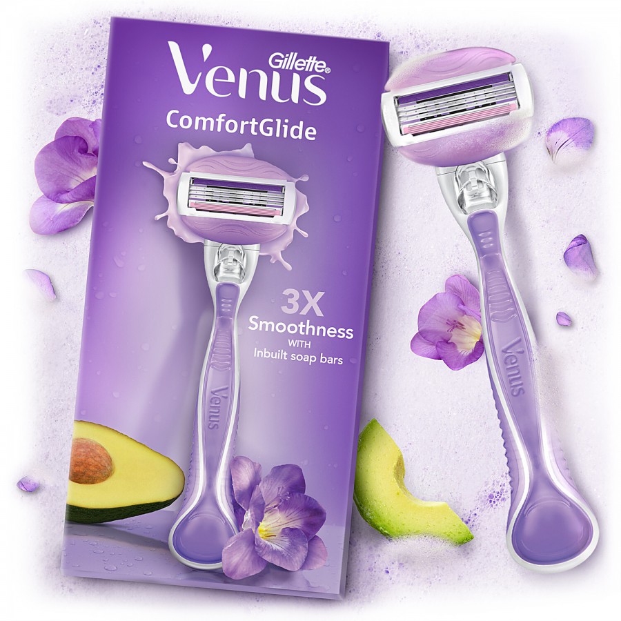 Gillette Venus Breeze Hair Removal Razor Blade/Refill - Gel Bar With Avocado Oils & Freecia Scent