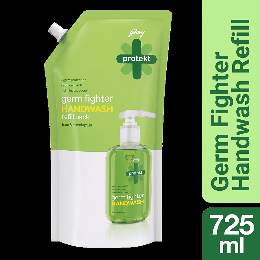 Godrej Protekt Germ Fighter Handwash Refill Pack - Lime & Eucalyptus