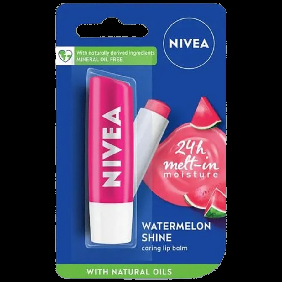 NIVEA Watermelon Shine Caring Lip Balm - With Natural Oils