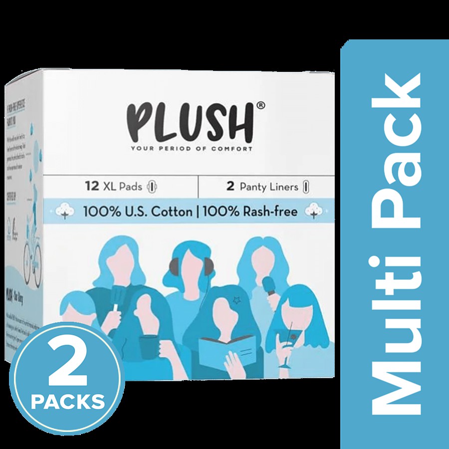 Plush 100% Pure US Cotton Ultra-Thin Sanitary Pads