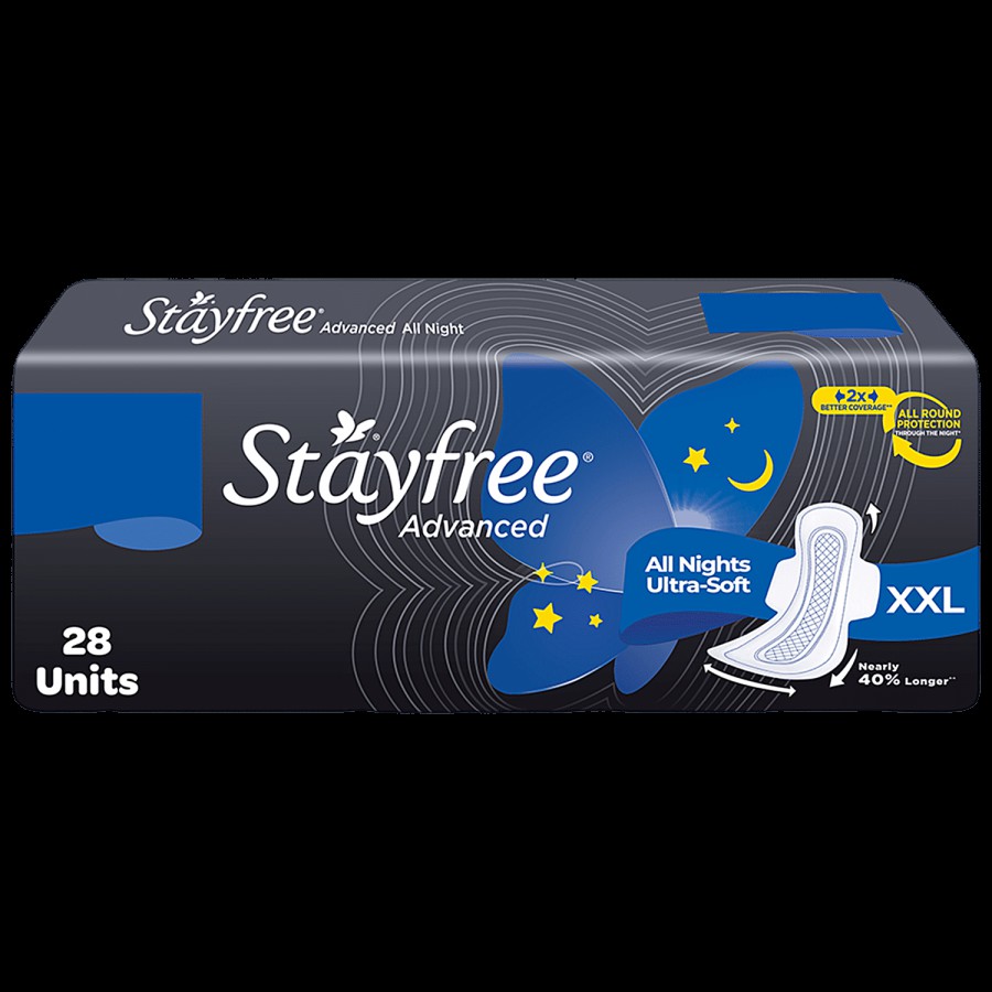 STAYFREE Advanced All Nights Ultra Soft Sanitary Pads - XXL