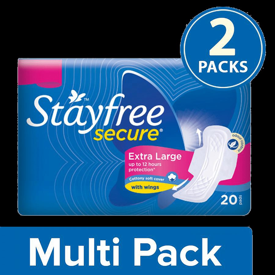 STAYFREE Sanitary Pads - Secure XL Cottony Soft With Wings