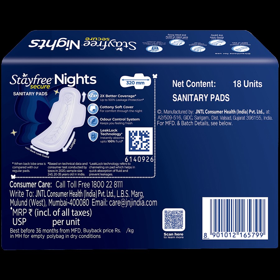 STAYFREE Secure Nights Sanitary Pads - XXL