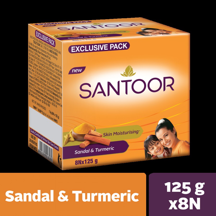 Santoor Skin Moisturizing Sandal & Turmeric Bathing Soap