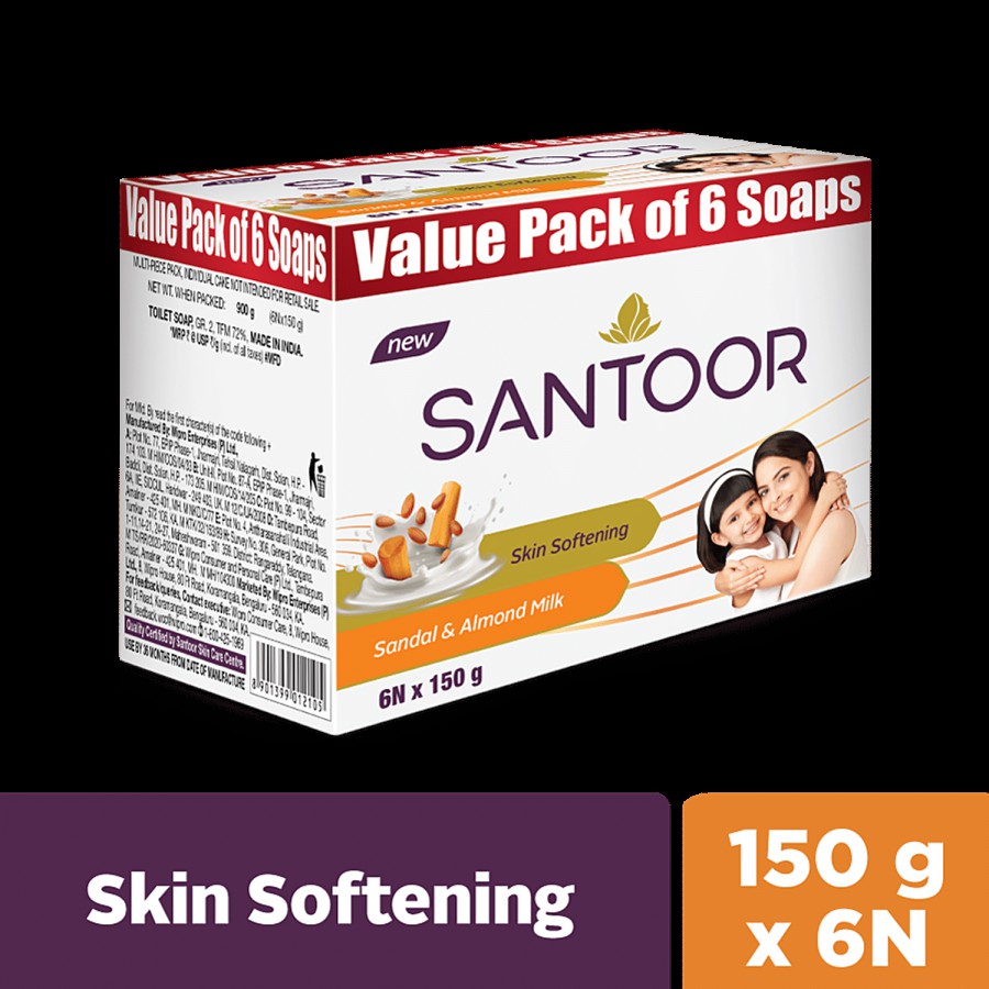 Santoor Skin Softening Sandal & Almond Milk Bathing Soap