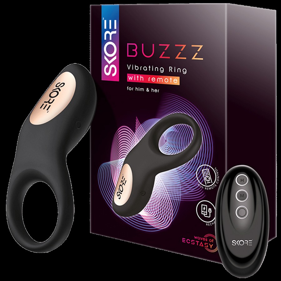 Skore Buzzz - Rechargeable Vibrating Ring With Remote For Him & Her