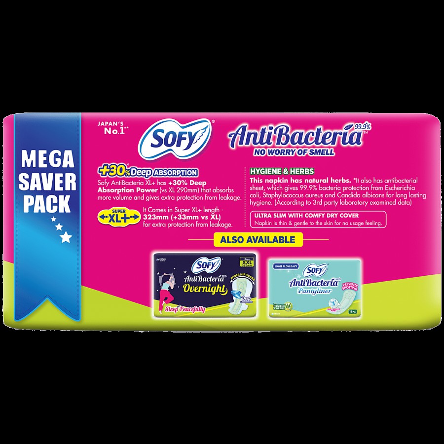 Sofy Sanitary Pads - Anti-Bacteria Super XL+