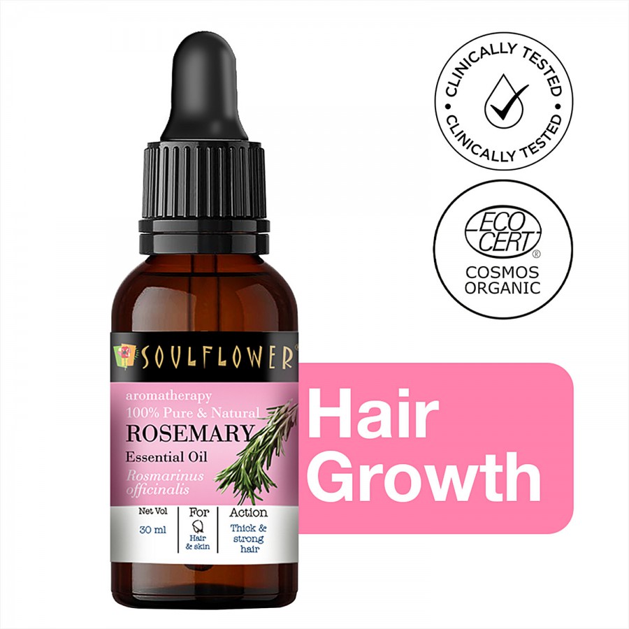 Soulflower Rosemary Essential Oil - For Hair Growth & Skin Brightening