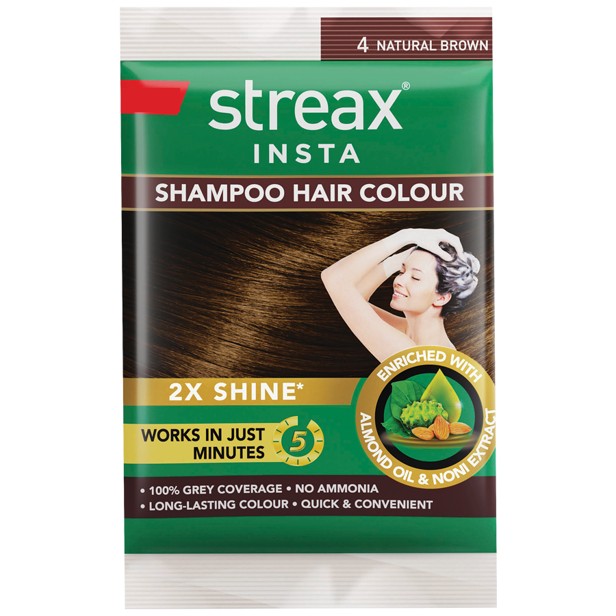 Streax Insta Shampoo Hair Colour - Almond Oil & Noni Extract