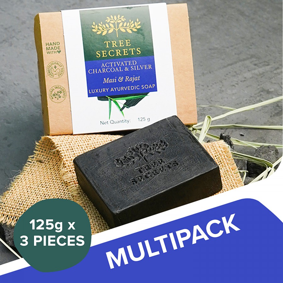 Tree Secrets Luxury Ayurvedic Soap - Activated Charcoal & Silver