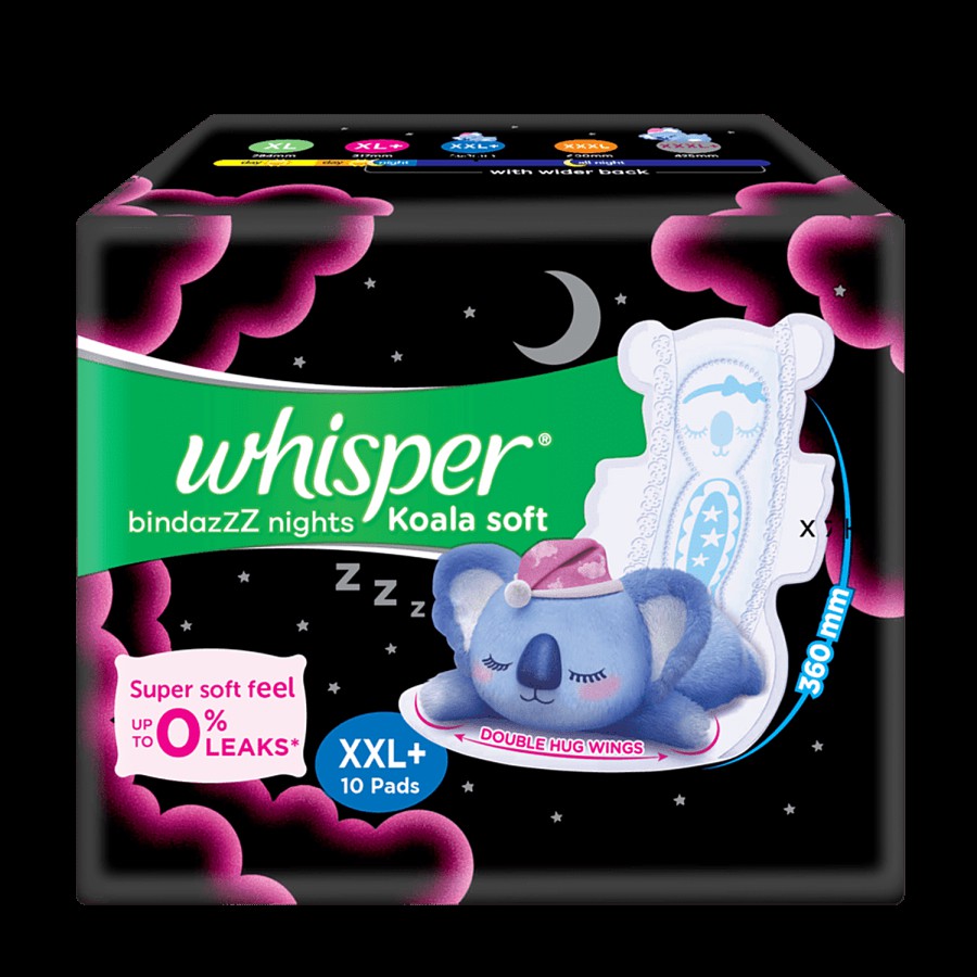 Whisper Bindazzz Nights Koala Soft Sanitary Pads - XXL+