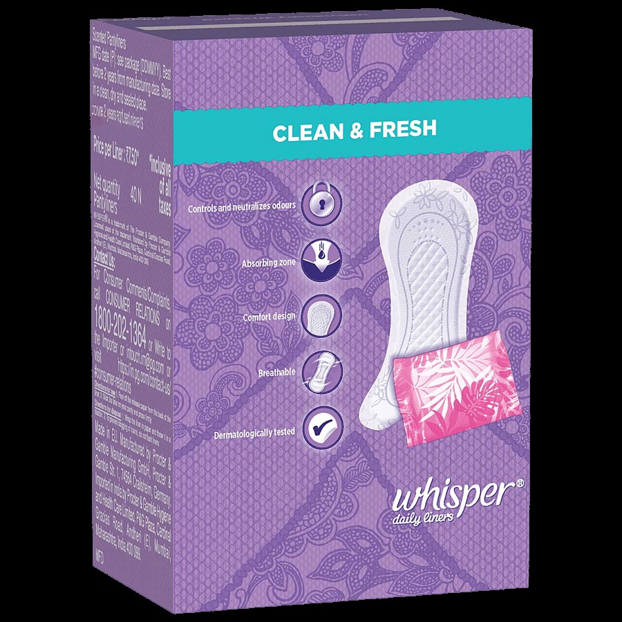 Whisper Daily Liners - Clean & Fresh