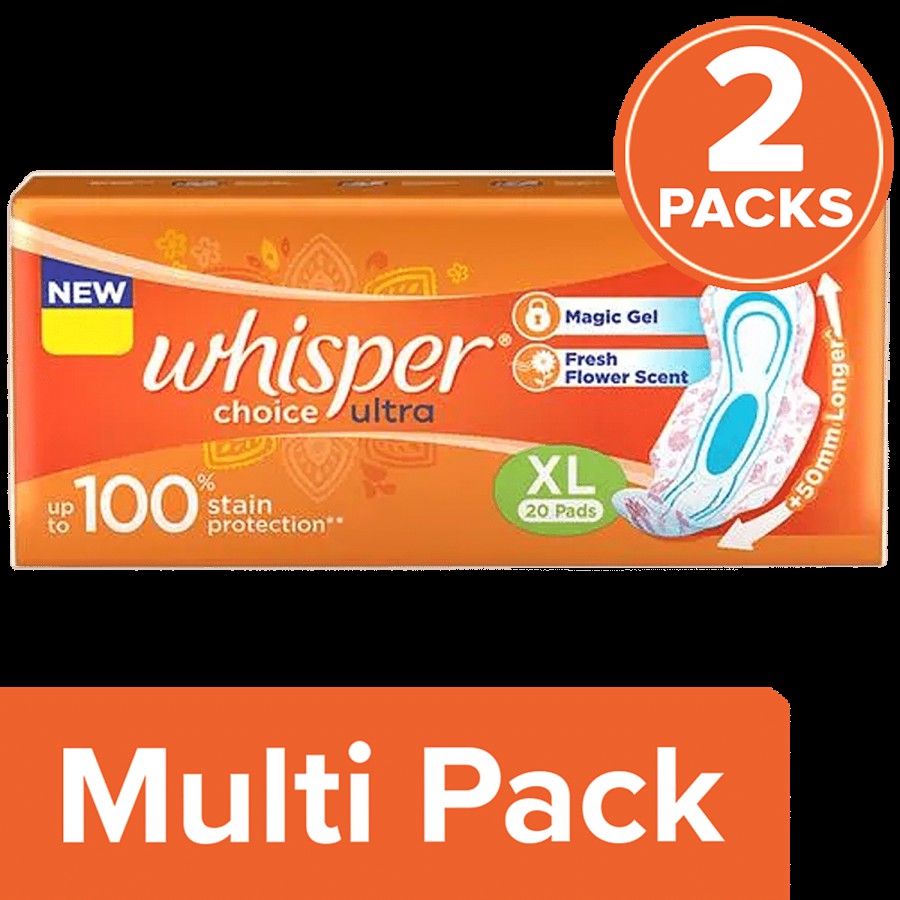 Whisper Sanitary Pads - Choice Ultra Wings Extra Large