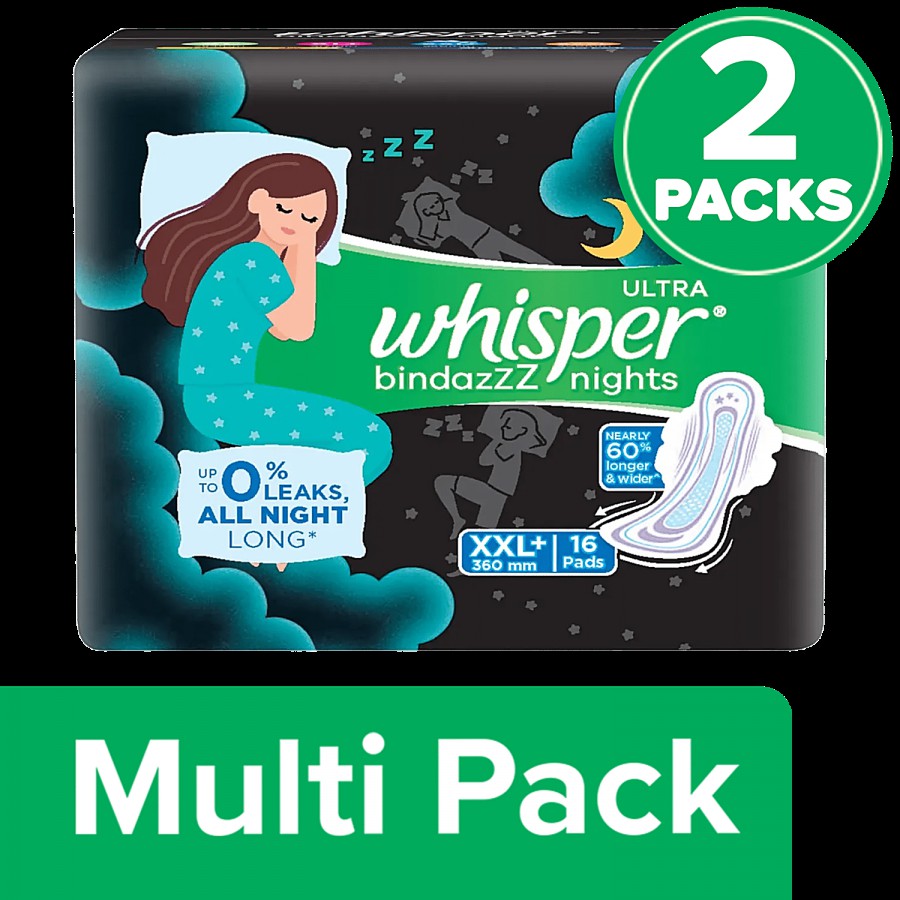 Whisper Ultra Bindazzz Nights Sanitary Pads - XXL+