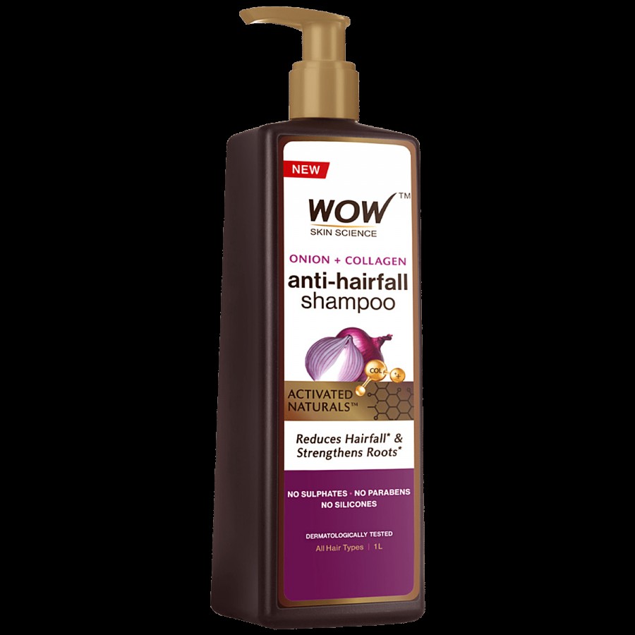 Wow Skin Science Red Onion Black Seed Oil Shampoo - No Parabens