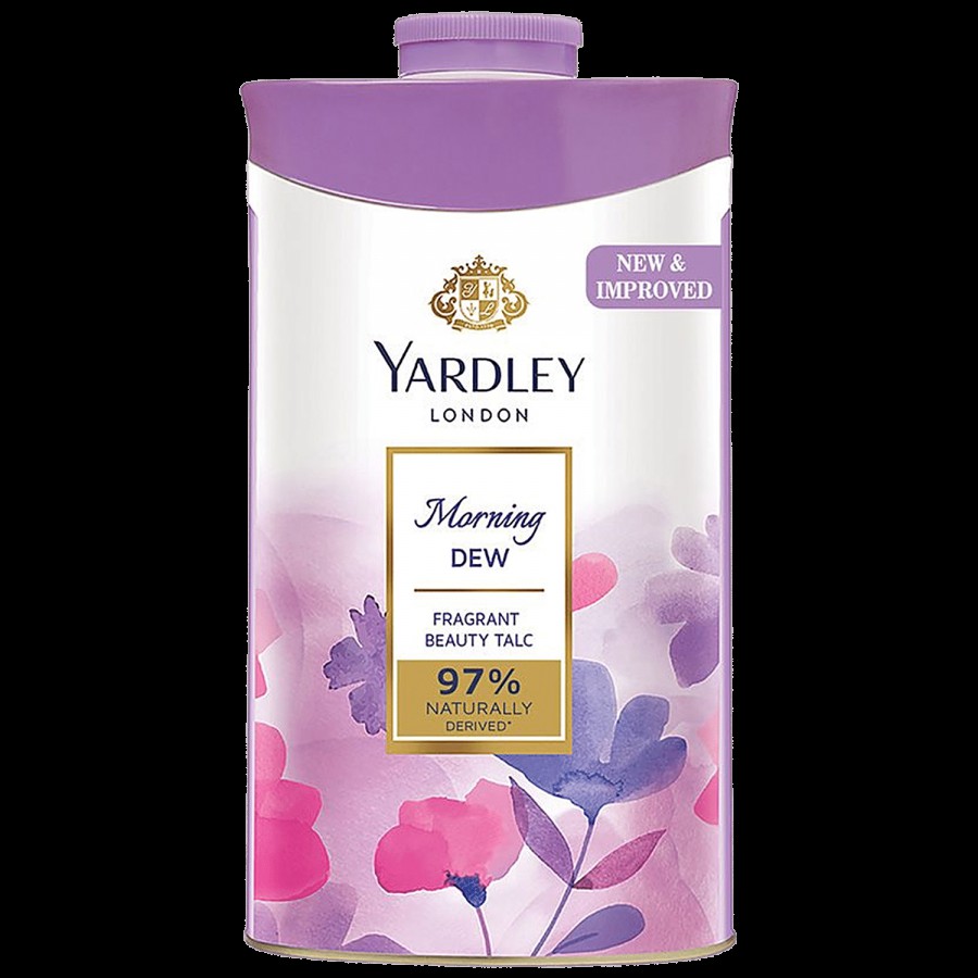 Yardley London Morning Dew Perfumed Talc for Women| 97% Naturally Derived