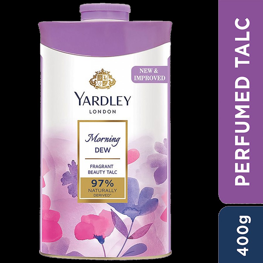 Yardley London Morning Dew Perfumed Talc for Women| 97% Naturally Derived