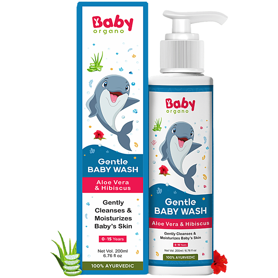 BabyOrgano Gentle Baby Wash With Aloe Vera & Hibiscus For Kids 0 - 15 Years