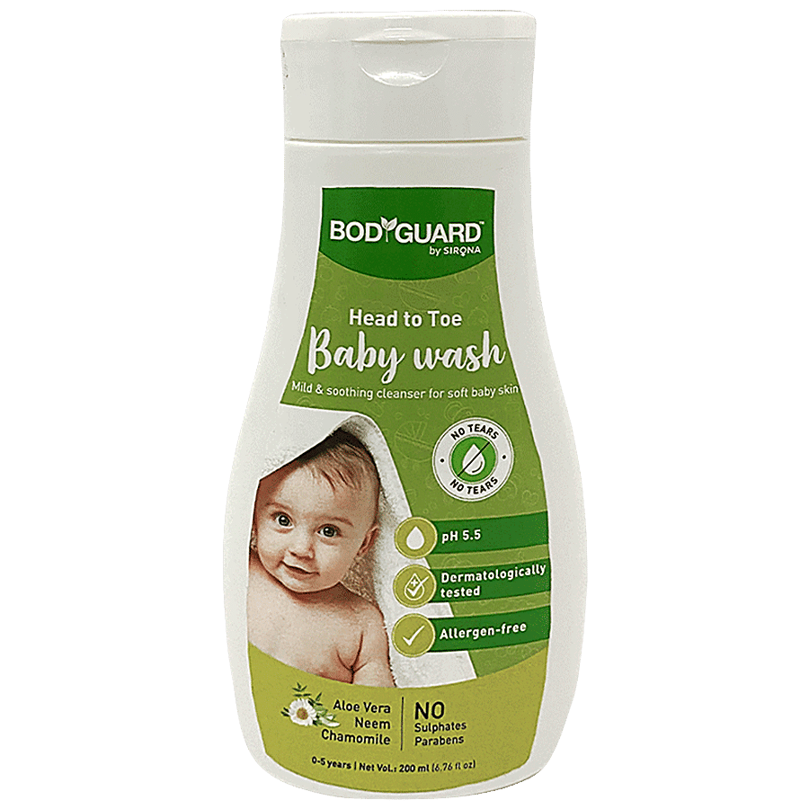 Bodyguard Head to Toe Baby Body Wash – 200 ml | Mild and Soothing Cleanser for Soft Baby Skin | with Aloe Vera