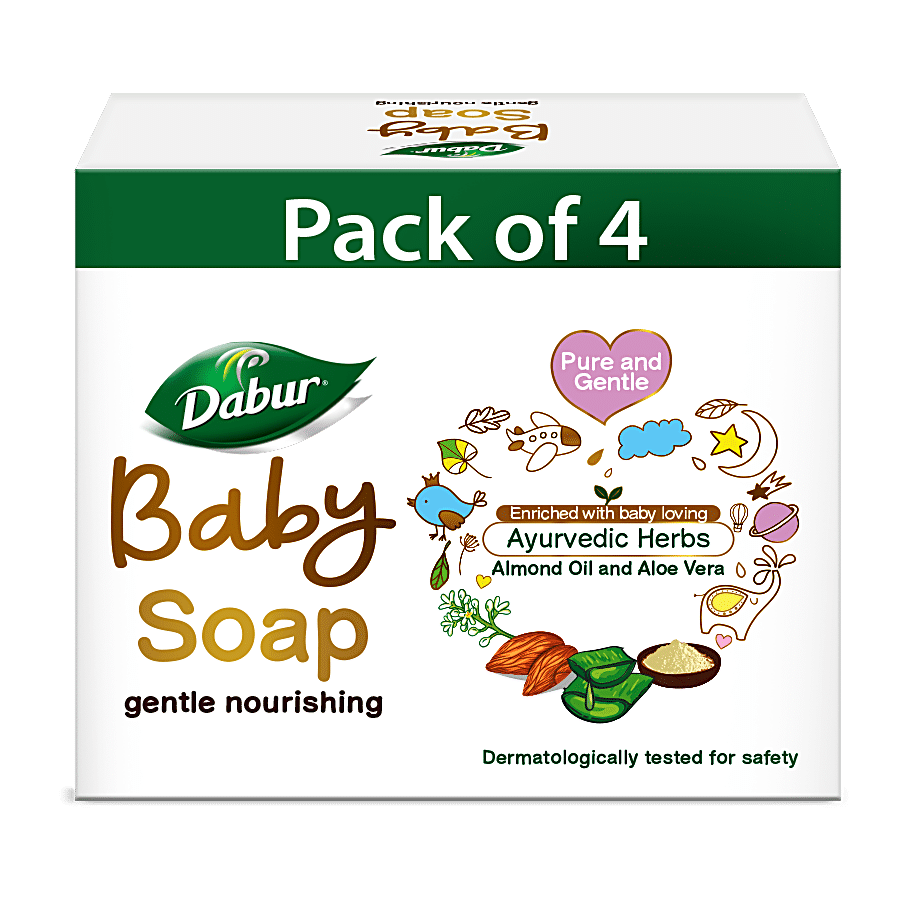 Dabur Baby Soap 300g (Pack of 4) + Baby Massage Oil 500 ml(With No Harmful Chemicals)