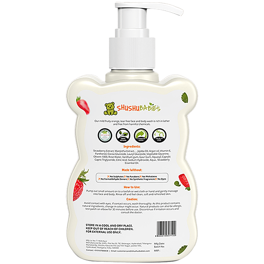 ShuShu Babies Super Strawberry Face & Body Wash For Kids With Strawberry & Manjistha