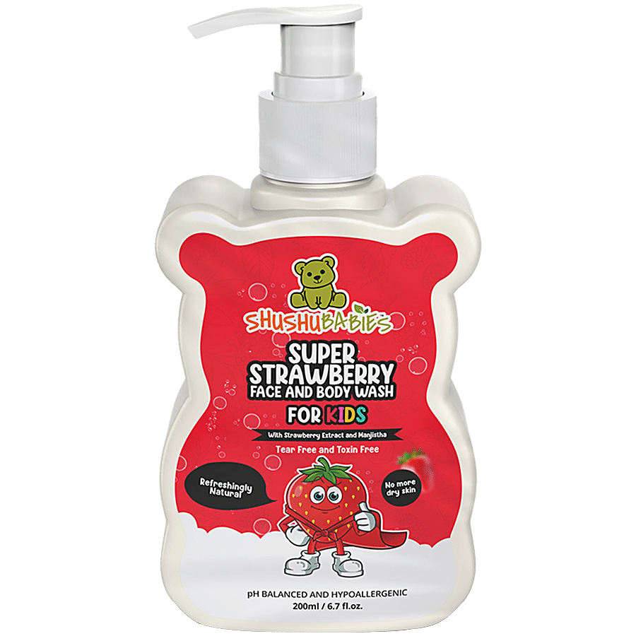 ShuShu Babies Super Strawberry Face & Body Wash For Kids With Strawberry & Manjistha