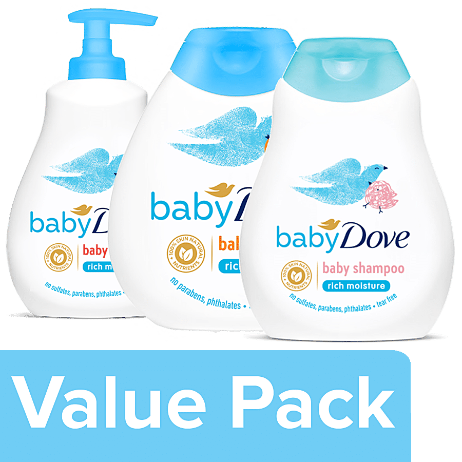 Baby Dove Rich Moisture - Lotion + Hair to Toe Baby Wash + Shampoo (200 ml Each)