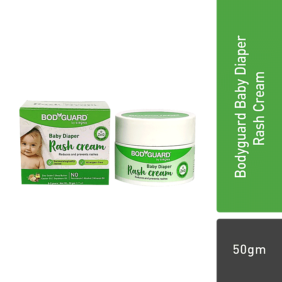 Bodyguard Diaper Rash Cream for Babies - 50 gm | Reduces and Prevents Rashes | with Shea Butter