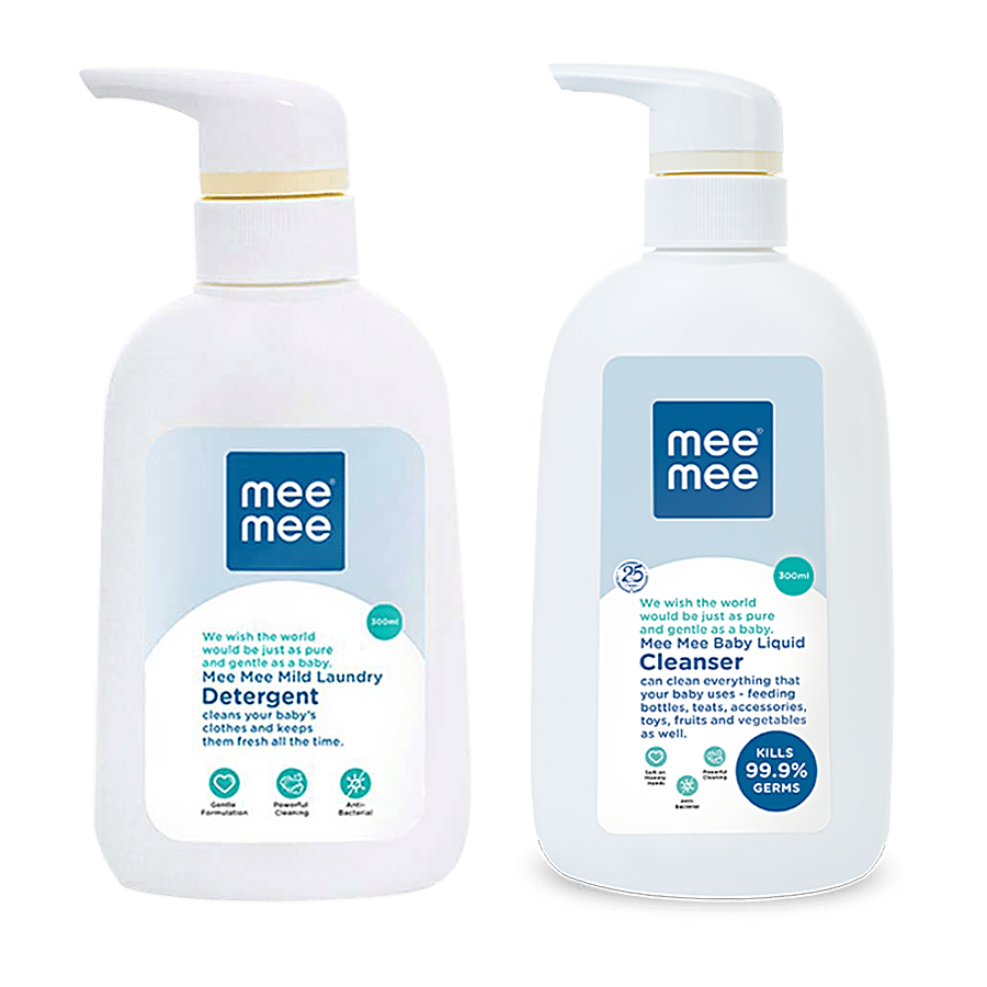 Mee Mee Baby Laundry Detergent 300ml + Baby Accessories&Vegetable Liquid Cleanser 300ml