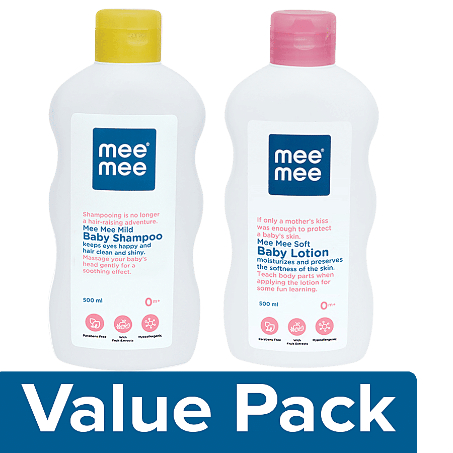 Mee Mee Soft Baby Lotion 500 ml + Mild Baby Shampoo 500 ml