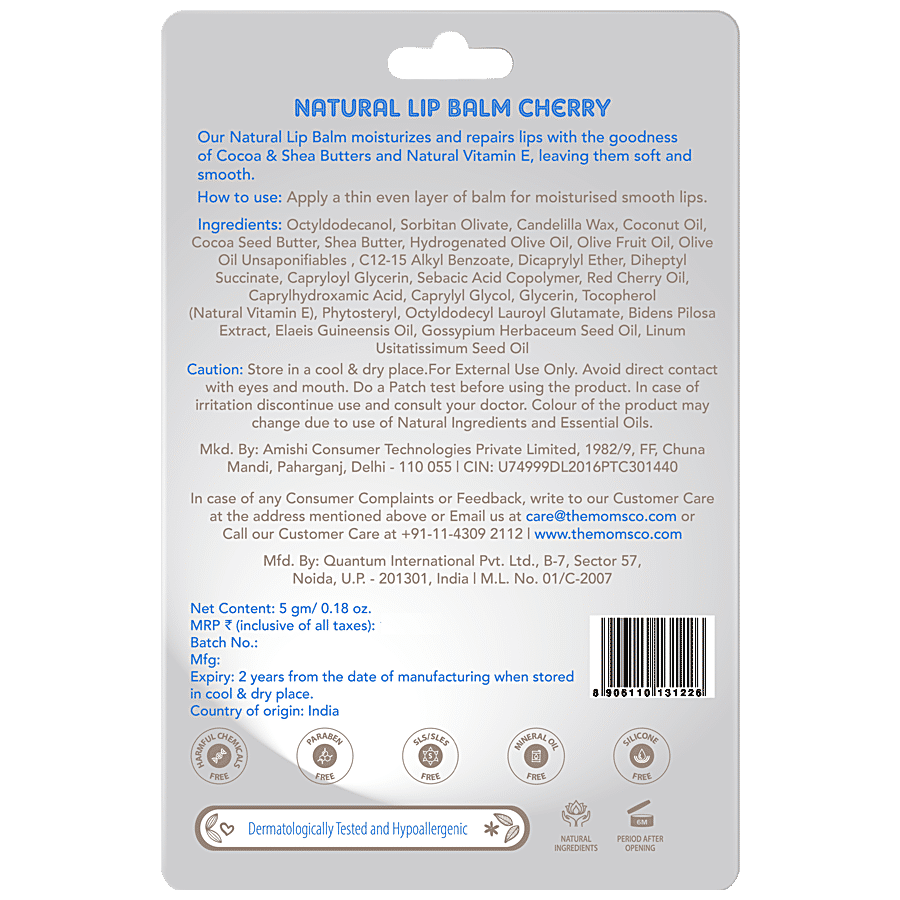 The Moms Co Natural Lip Balm - Cocoa & Shea Butter