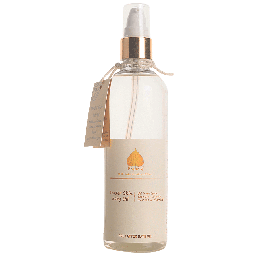 Prakrta Tender Skin Baby Oil - Virgin Coconut Oil With Vitamin E & Avocado Extract