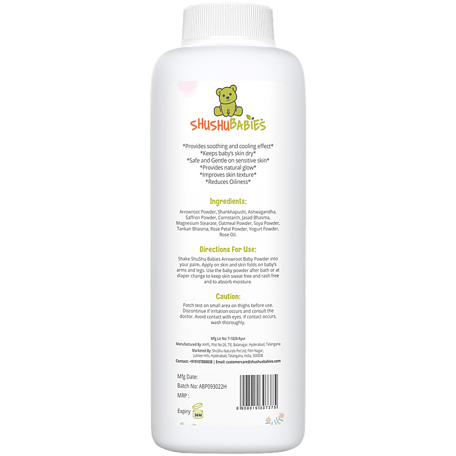 ShuShu Babies Talc Free Arrowroot Baby Powder For Silk Soft Rash Free Skin