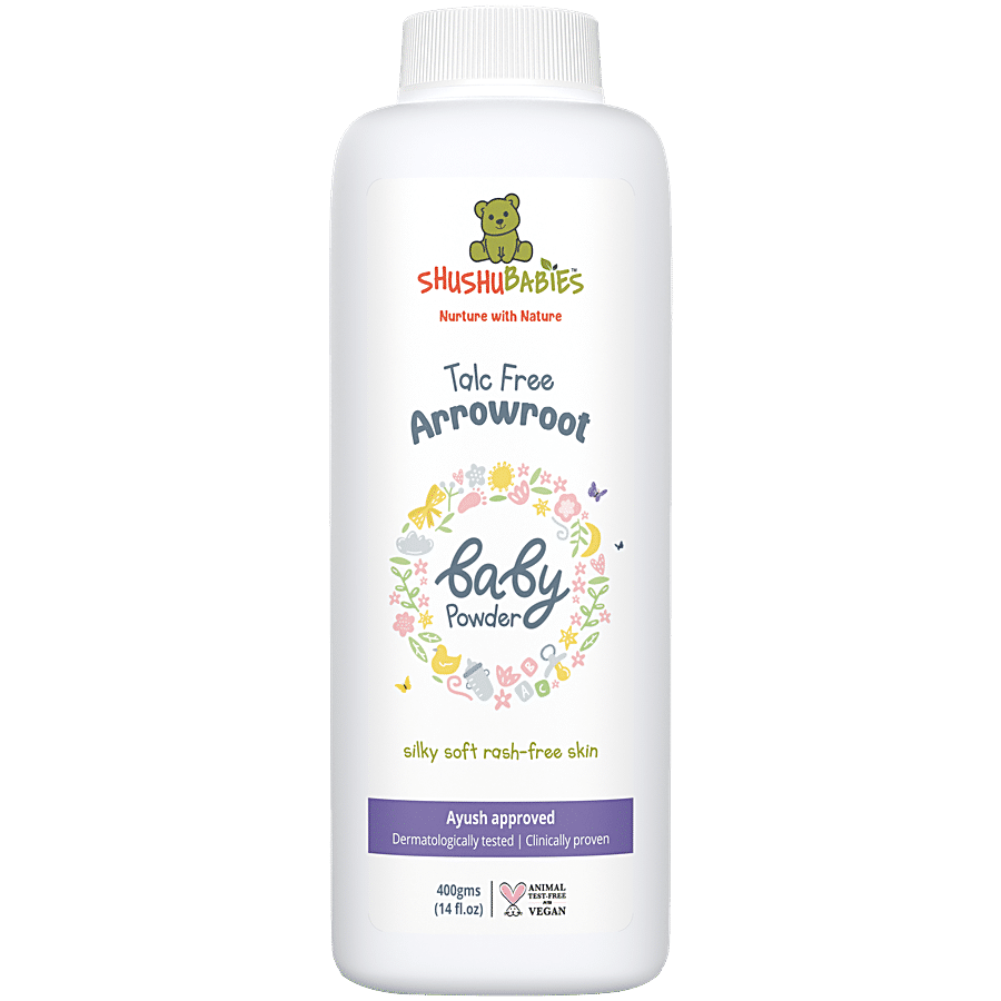 ShuShu Babies Talc Free Arrowroot Baby Powder For Silk Soft Rash Free Skin