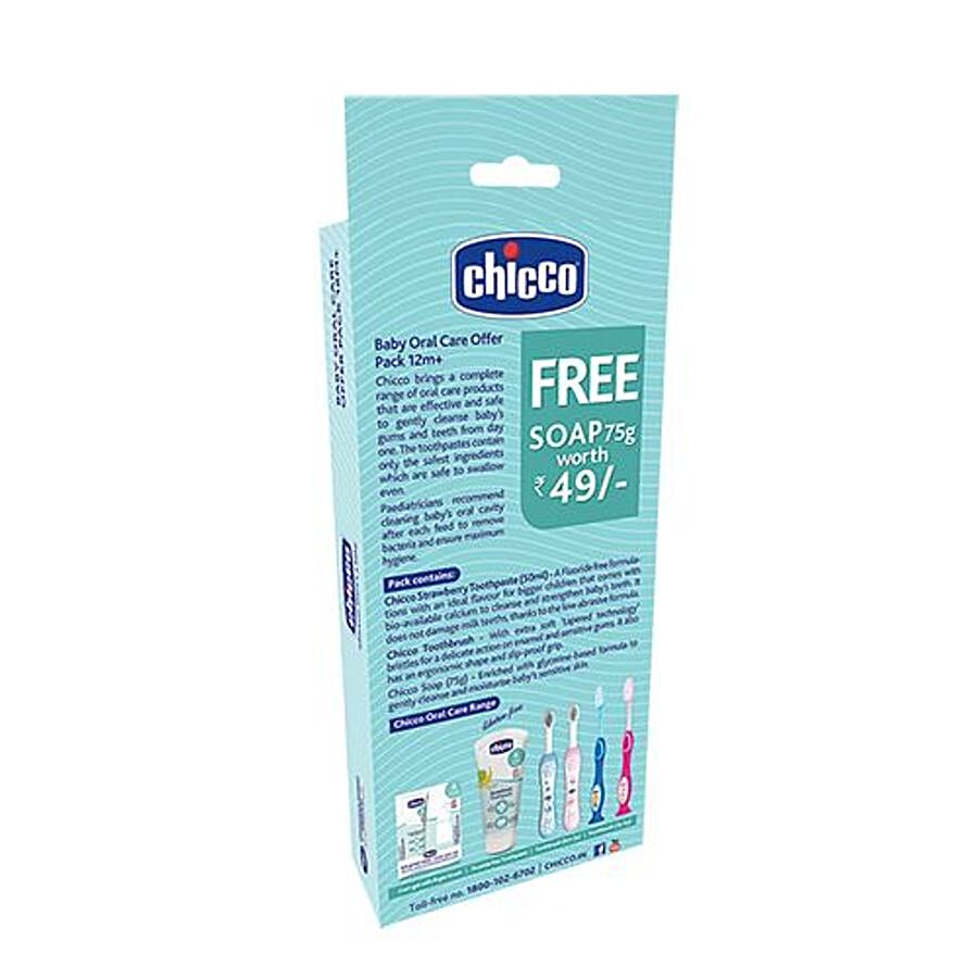 Chicco Combo Pack - Baby Toothbrush With Strawberry Toothpaste