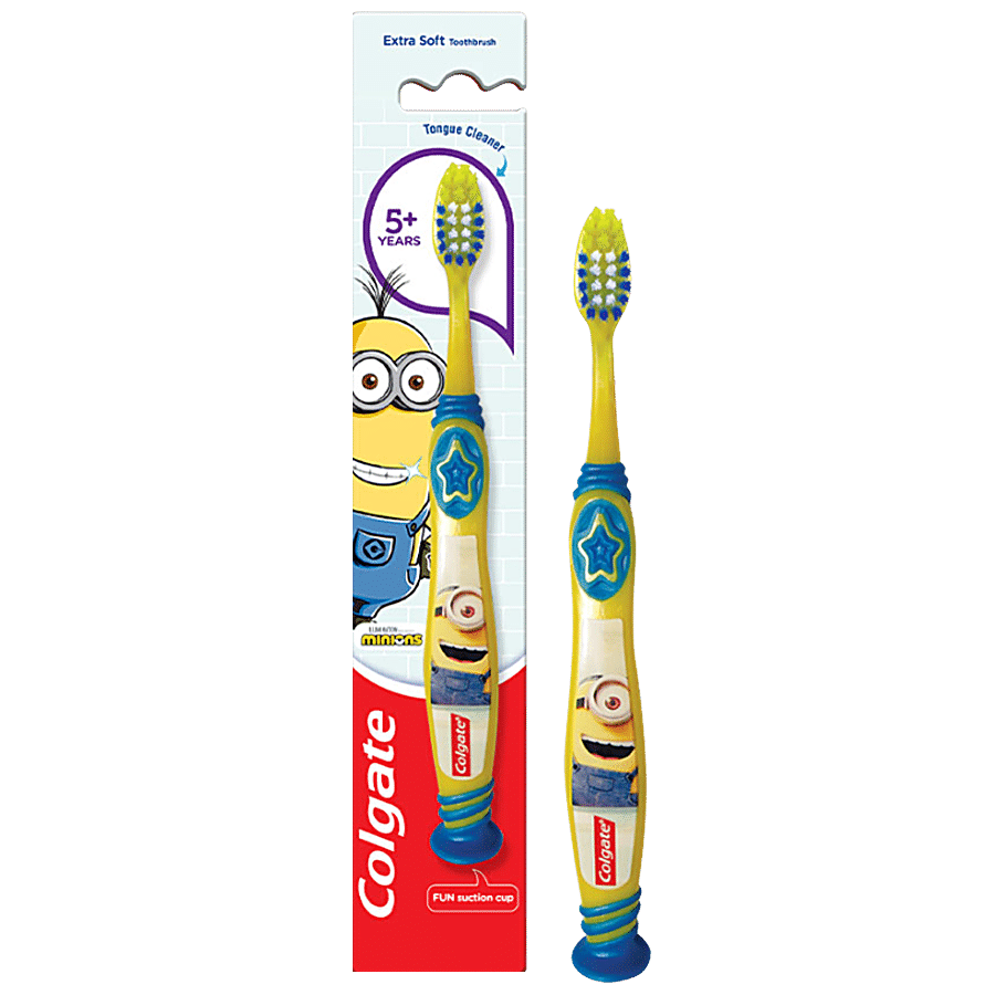 Colgate Kids 5+ Years Minion Toothbrush - Extra Soft Bristles With Tongue Cleaner